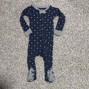 Cozy Navy Snowflake Print Kids Footie Pajamas